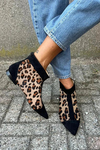 Violet | Bottines sophistiquées à imprimé léopard et bout pointu