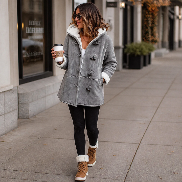 Plushbelle | Faux Shearling Hooded Winter Coat – Warm and Stylish