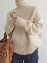 Camila | Cozy And Elegant Oversized Wool Blend Turtleneck Knit Sweater