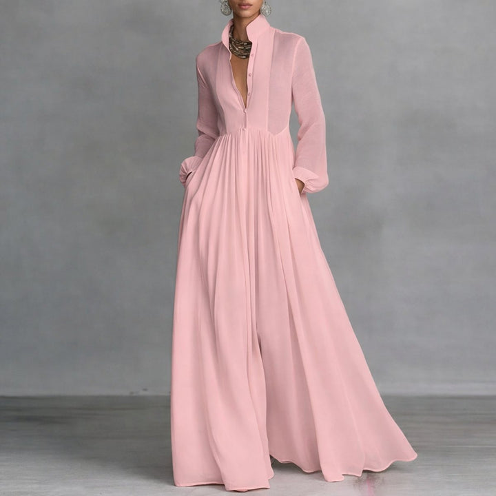 Jessika | Abito lungo elegante e versatile, fluido e in stile chemisier