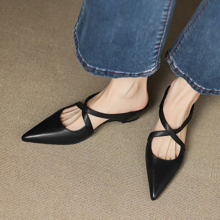 Camila | Mules eleganti e alla moda in pelle con cinturini incrociati