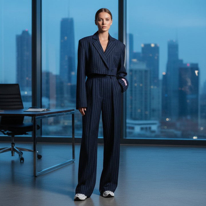 Adelina | Completo elegante a righe con blazer