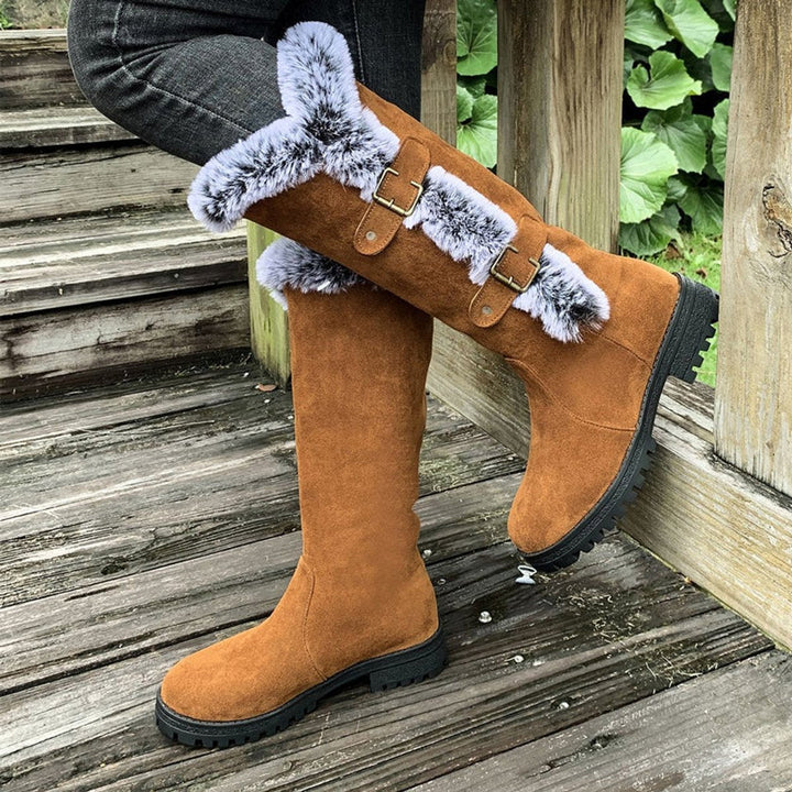 Chloe | Bottes chaudes et tendance bordées de fourrure, hauteur genou