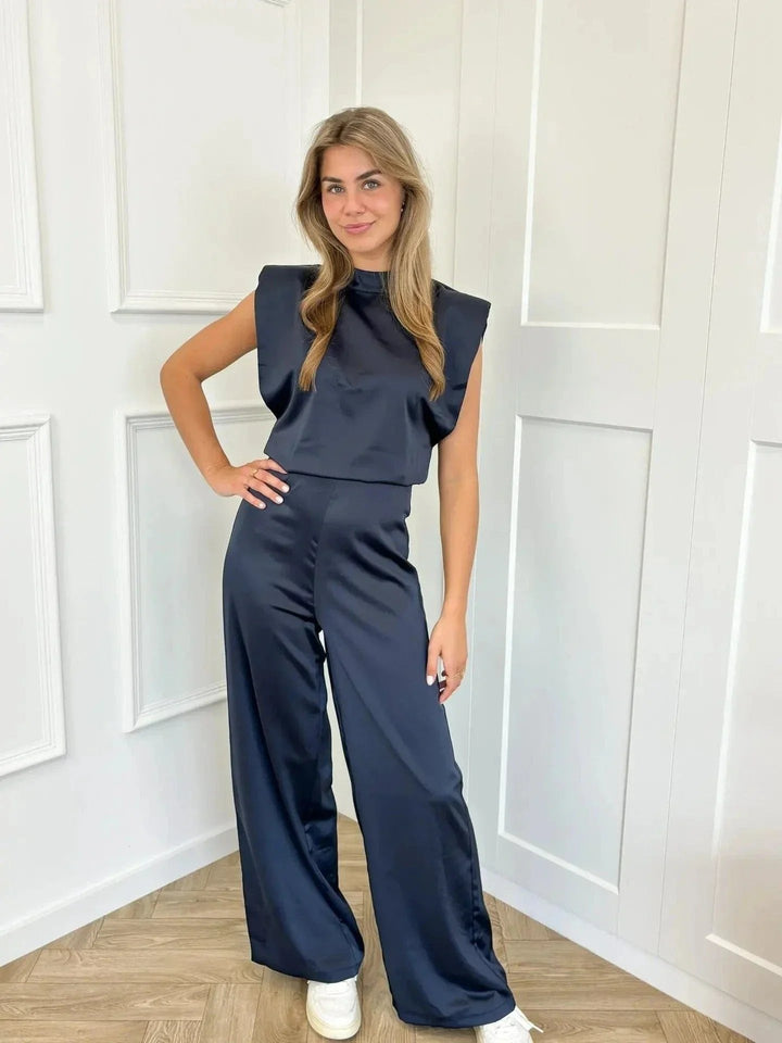 Clara | Satin Jumpsuit – Elegant Wide-Leg Design for Women