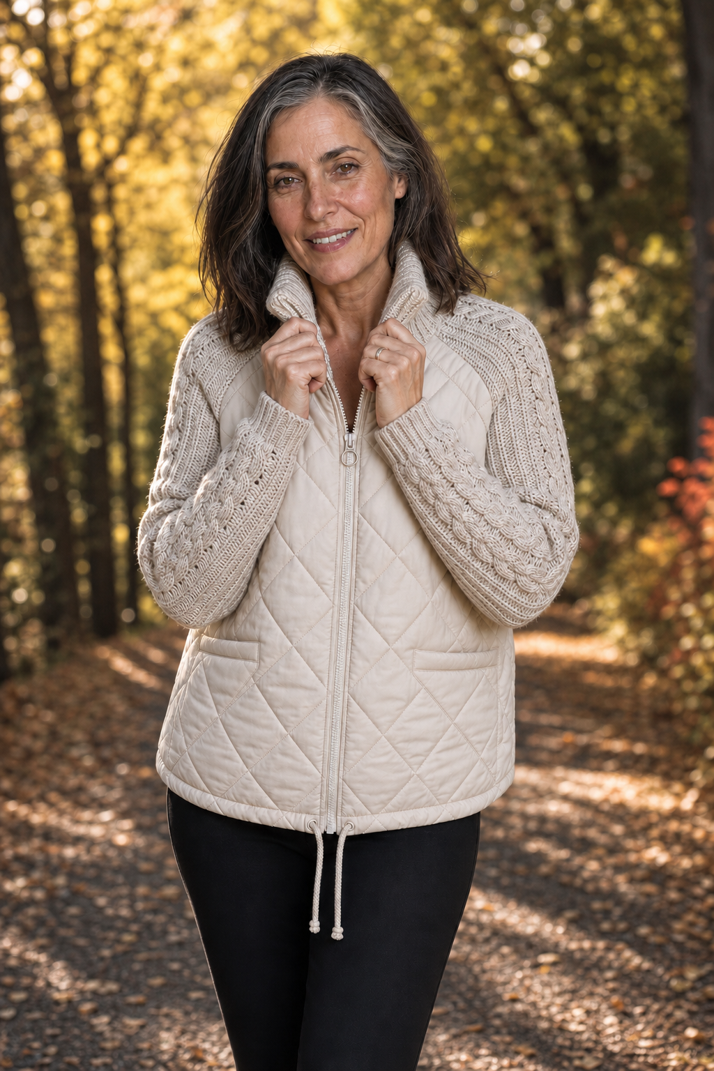 Knitpuff | Knit-Panel Quilted Puffer Jacket for Women