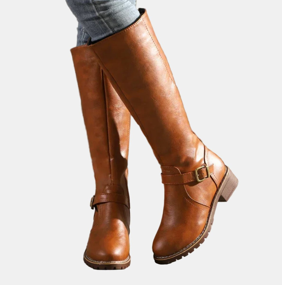 Vanessa | Bottes élégantes et confortables à brides à boucle, hauteur genou