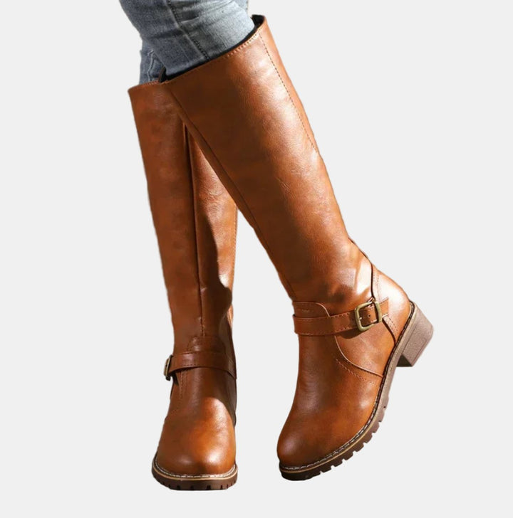 Vanessa | Bottes élégantes et confortables à brides à boucle, hauteur genou
