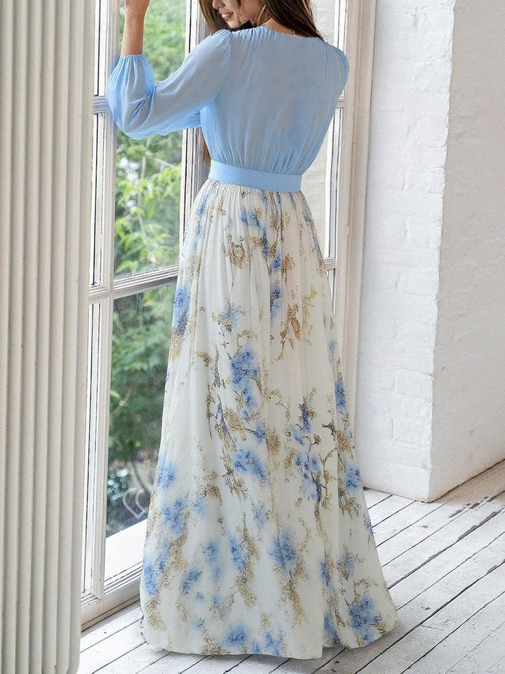 Karolin | Robe longue romantique et élégante en mousseline à manches longues