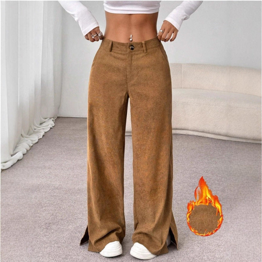 Maya | Pantaloni confortevoli a vita alta, a gamba larga, con spacco