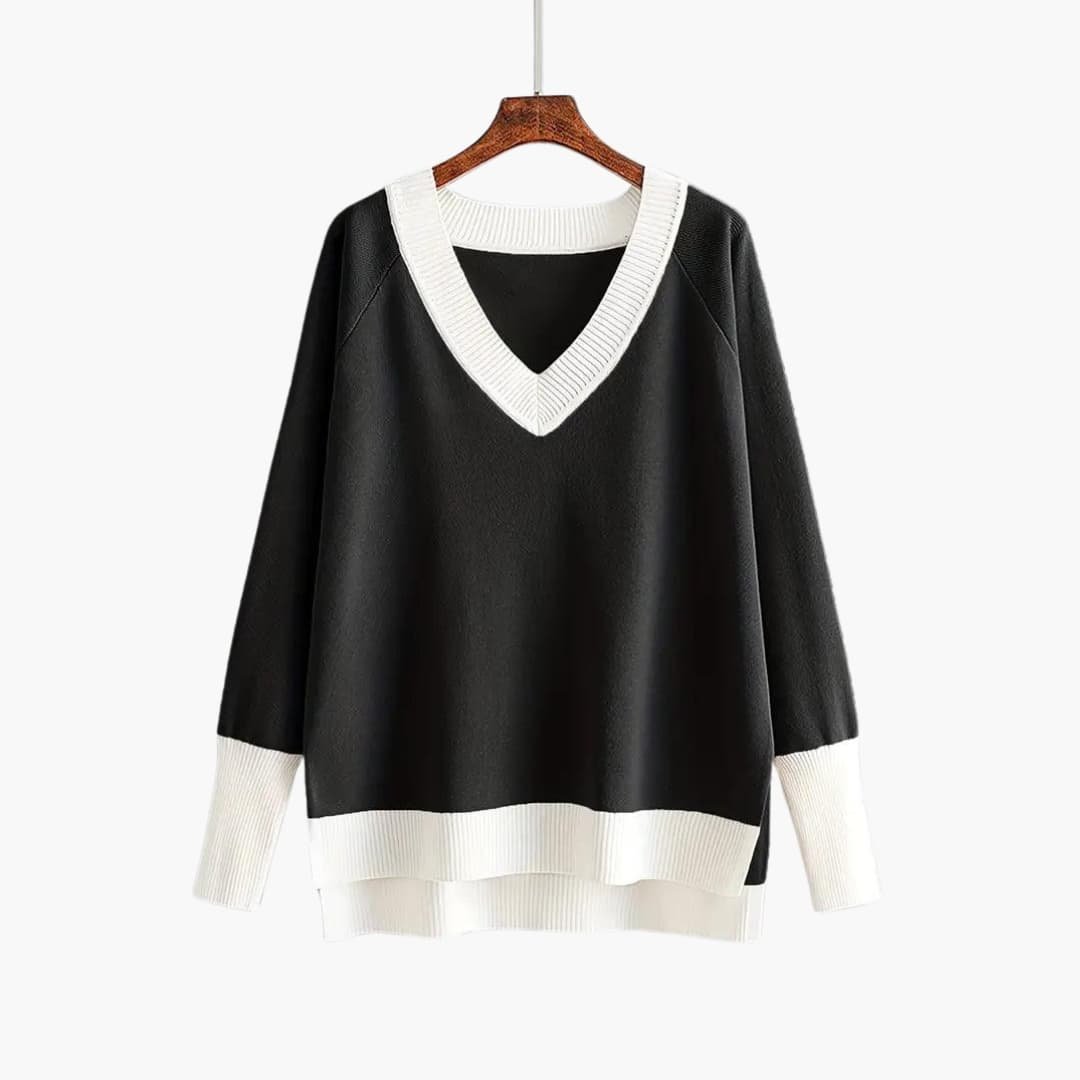 Viora | Sweater Set – V-Neck Design with Wide-Leg Trousers for Women