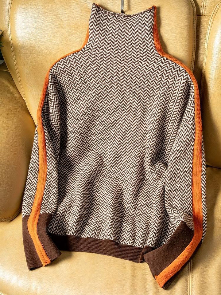 Clara | Sweaters – Modern Striped Turtleneck Design
