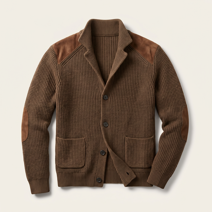 Davenport | Knitted Blazer with Unique Suede Accents for Men