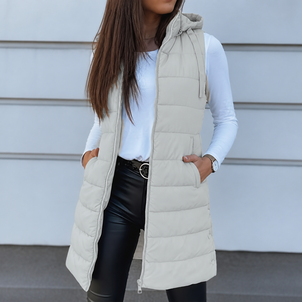 Wearbella | Longline Puffer Vest – Sleek Sleeveless Style for Women