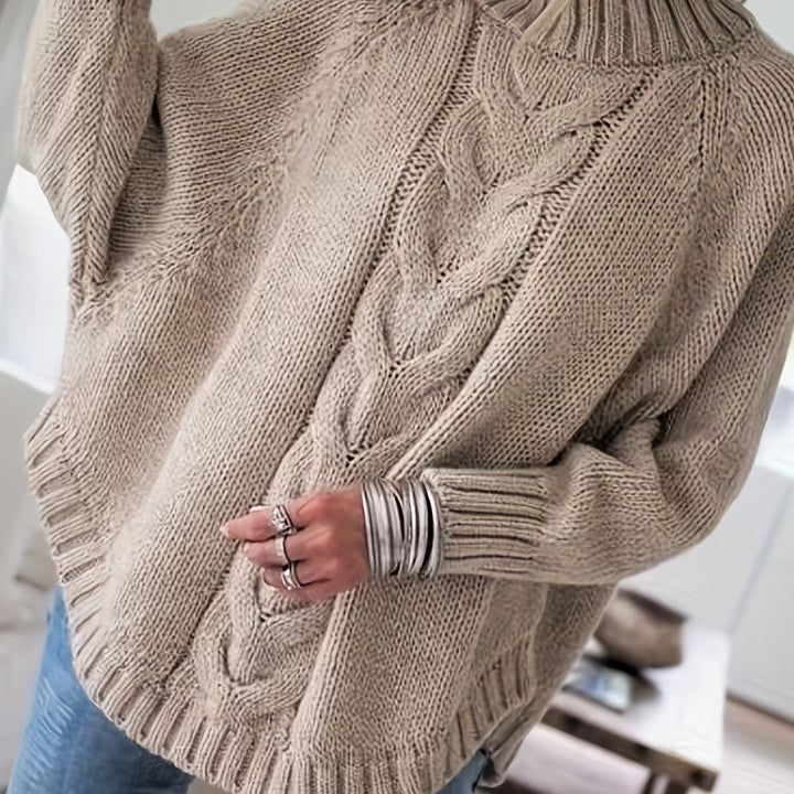Corinna | Cable-Knit Sweater – Cozy High-Neck Style for Women