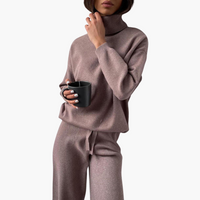 Serenna | Minimalist Knitted Lounge Set with Wide-Leg Trousers