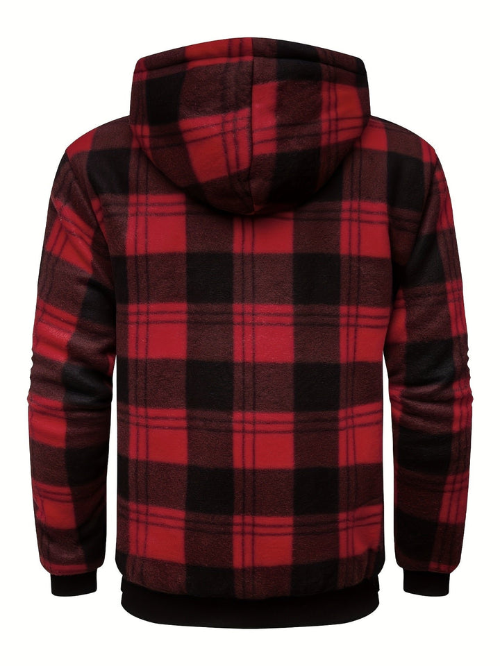 Declan | Zip-Up Hooded Jacket – Cozy Plaid Design for Men