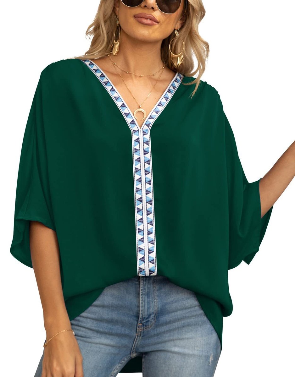 Sienna | Top tunica oversize bohémien con ricami e scollo a V