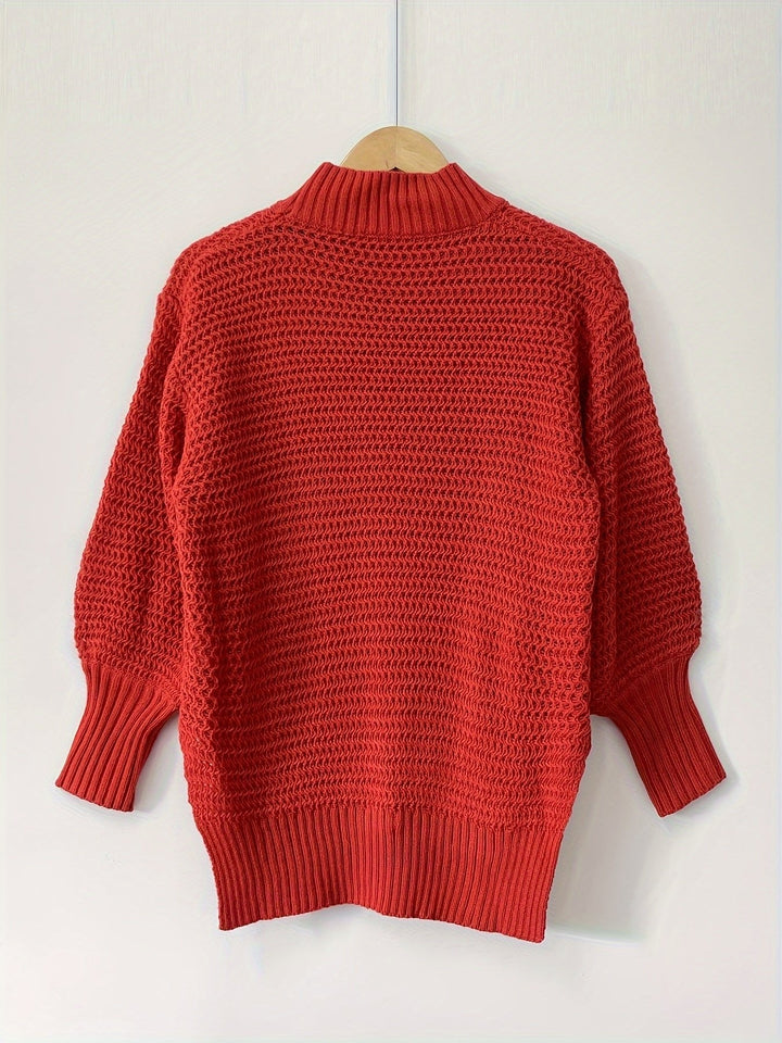 Evangeline | Textured High-Low Sweater in Cozy Red