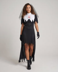 Evelyn | Jagged-Cloak Spooky Nun Halloween Dress