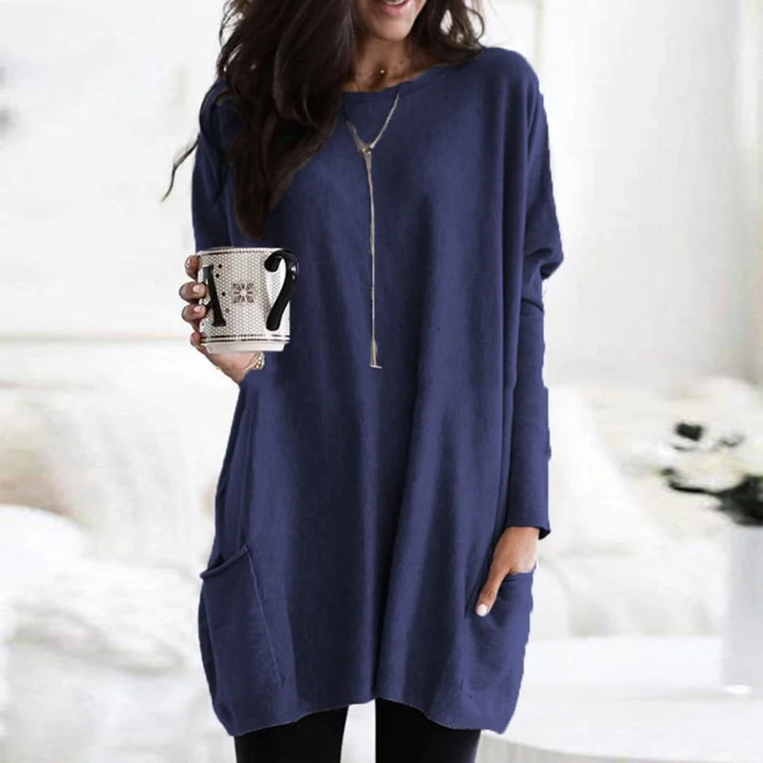 Jessica | Tunica comoda e rilassata a maniche lunghe con tasca