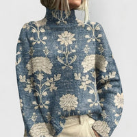 Sophia | Cozy And Comfortable Floral Turtleneck Sweater