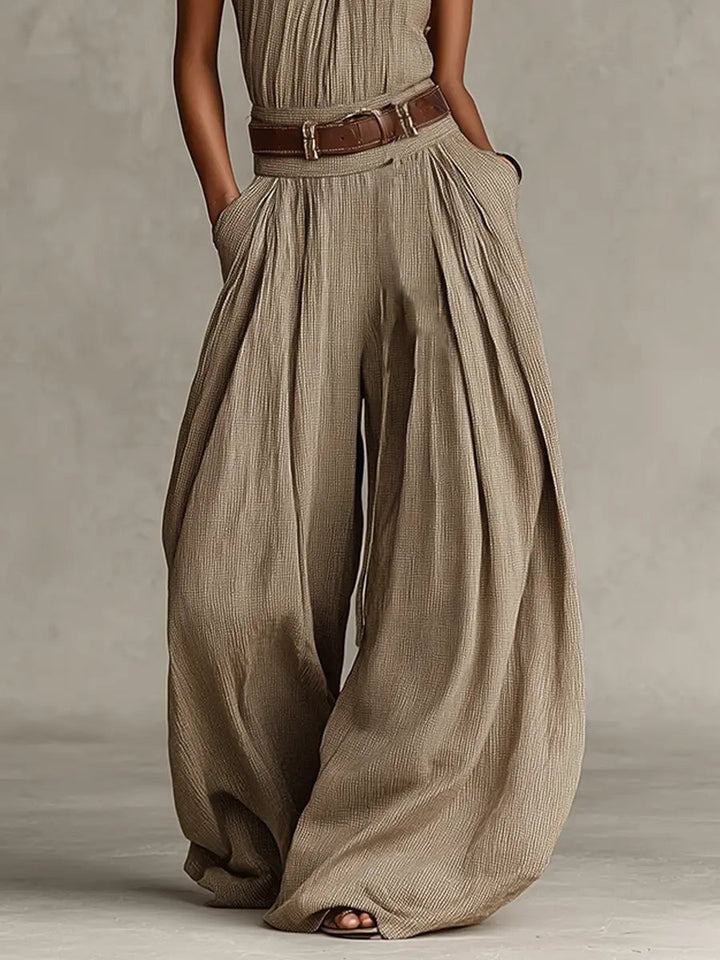 Gina | Halter Neck Wide Leg Jumpsuit with Belt for Women