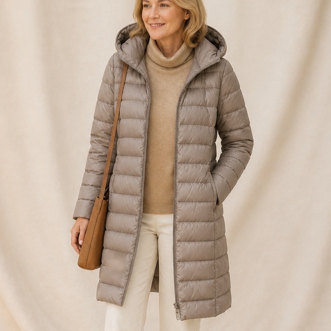 Veluna | Long Quilted Puffer Coat – Lightweight Warmth for Women