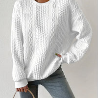 Marina | Sophisticated Cable Knit Relaxed Sweatshirt