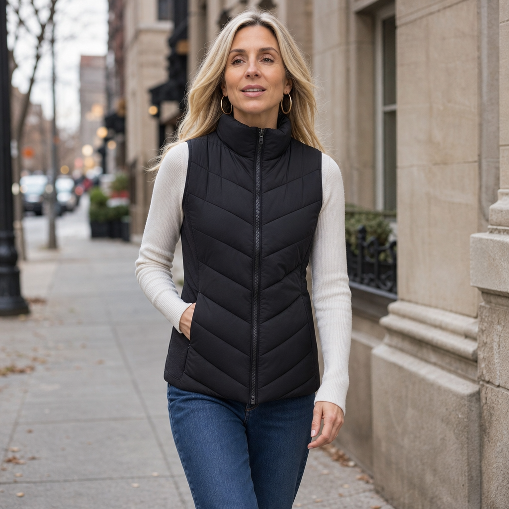 Layerly | Quilted Puffer Vest – Stand Collar Style for Women