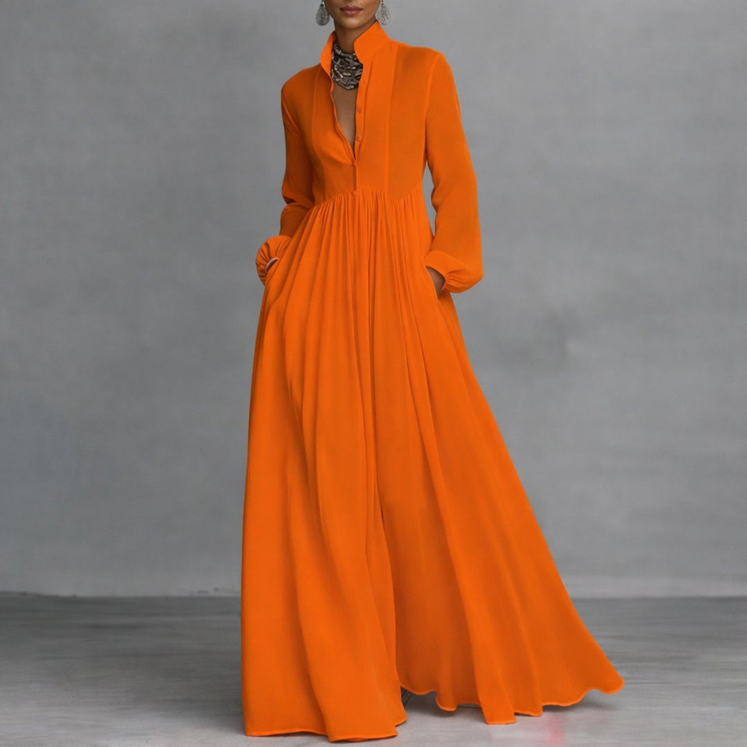 Jessika | Abito lungo elegante e versatile, fluido e in stile chemisier
