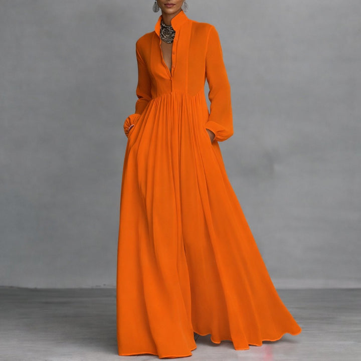 Jessika | Abito lungo elegante e versatile, fluido e in stile chemisier