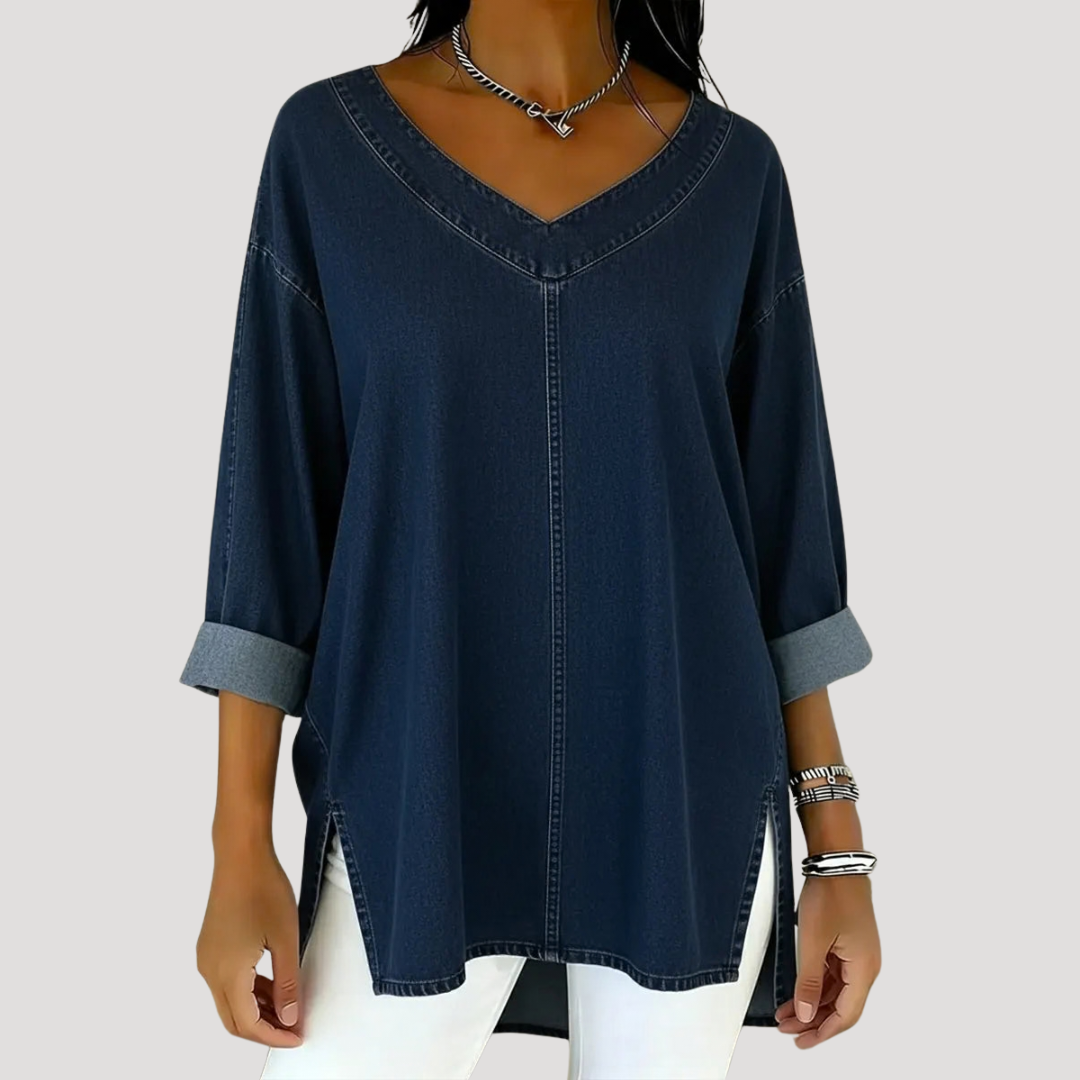 Elena | Top tunica lungo da donna elegante e comodo con scollo a V