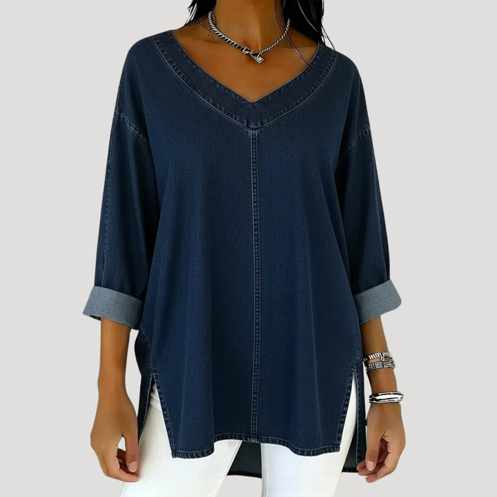 Elena | Top tunica lungo da donna elegante e comodo con scollo a V