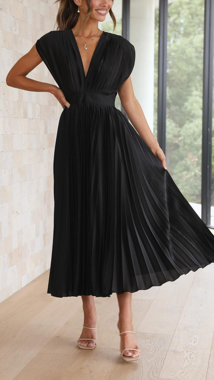 Maria | Pleated Maxi Dress for Wedding Guests