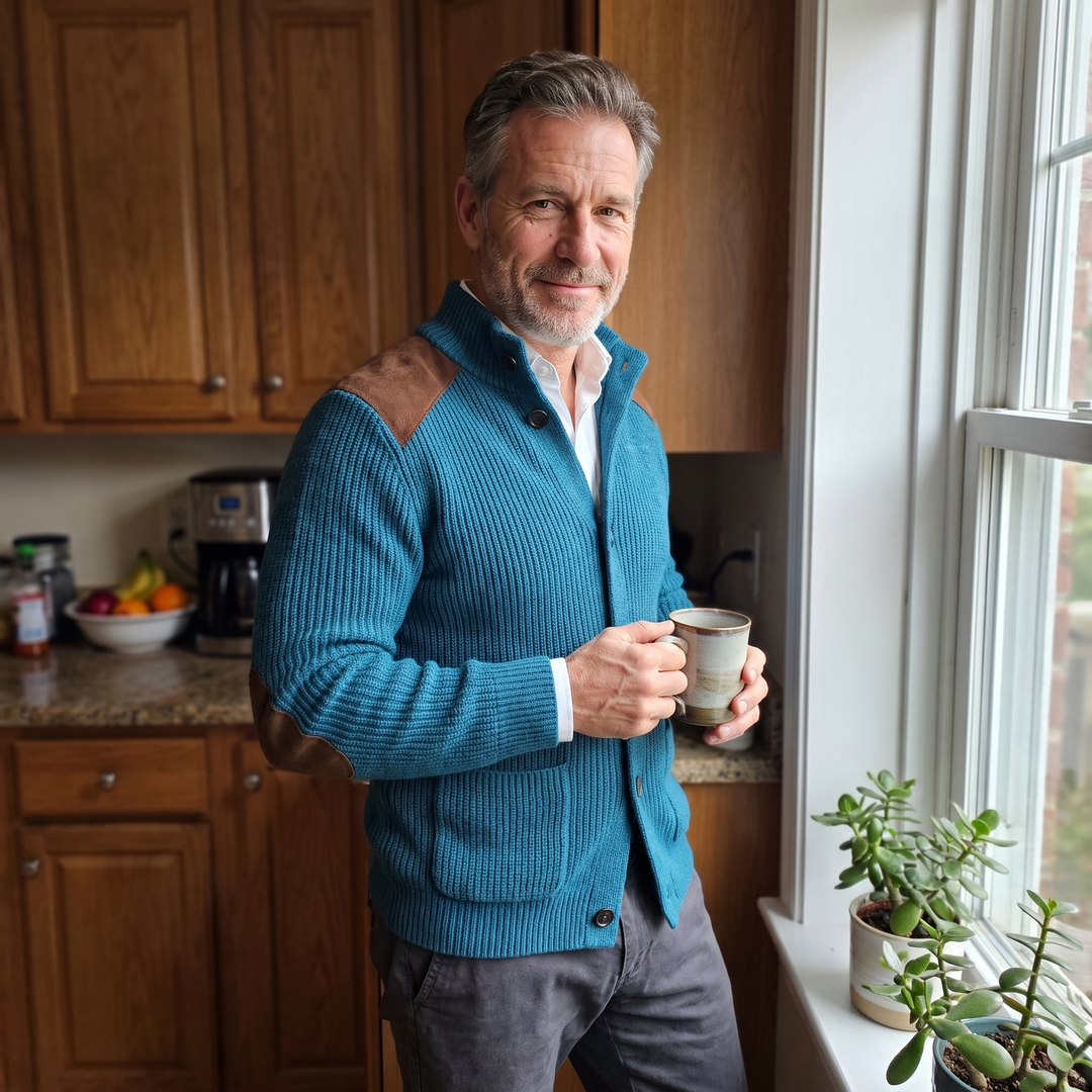 Davenport | Knitted Blazer with Unique Suede Accents for Men