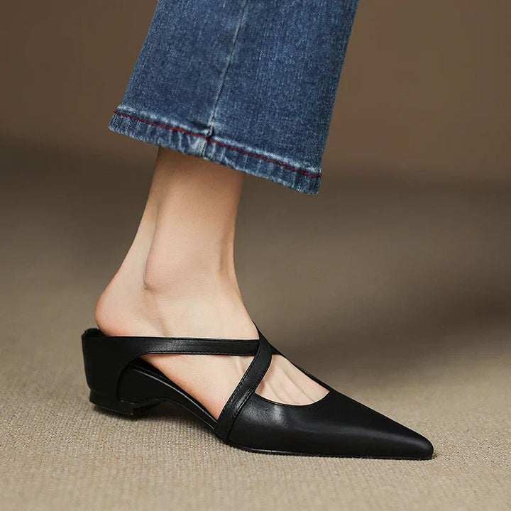 Camila | Mules eleganti e alla moda in pelle con cinturini incrociati