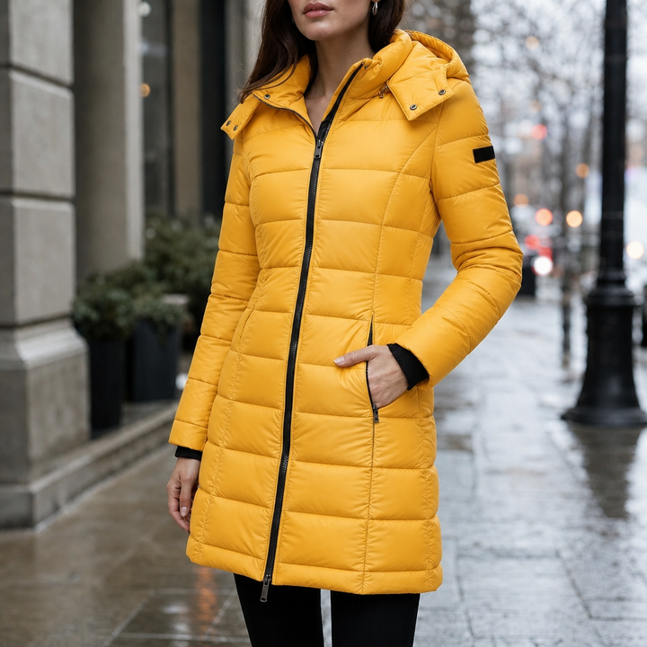 Wearbella | Mid-Length Puffer Jacket for Women with Hood
