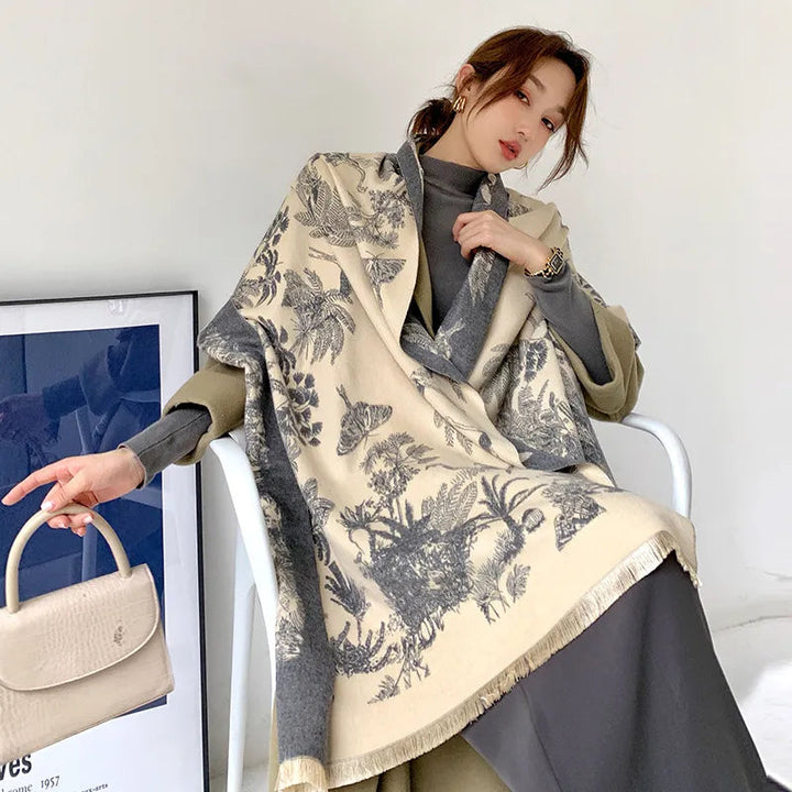 Drune | Oversized Shawl – Elegant Floral Design for Women