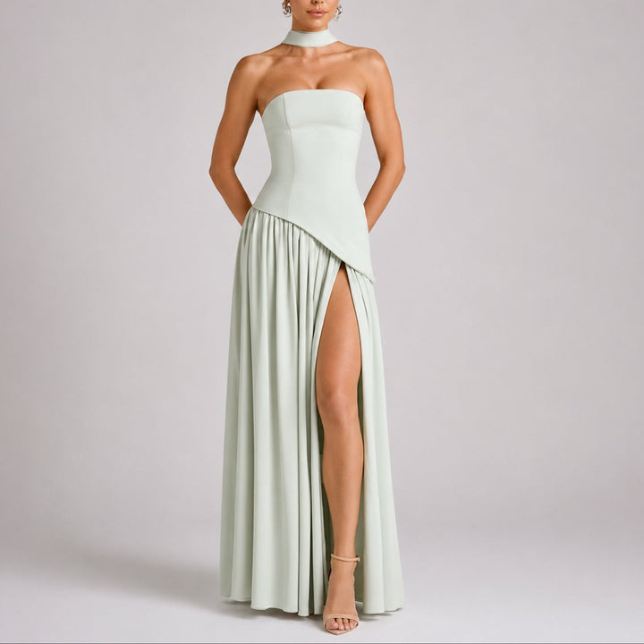 Sophia | Elegante abito lungo da cerimonia autunnale senza spalline
