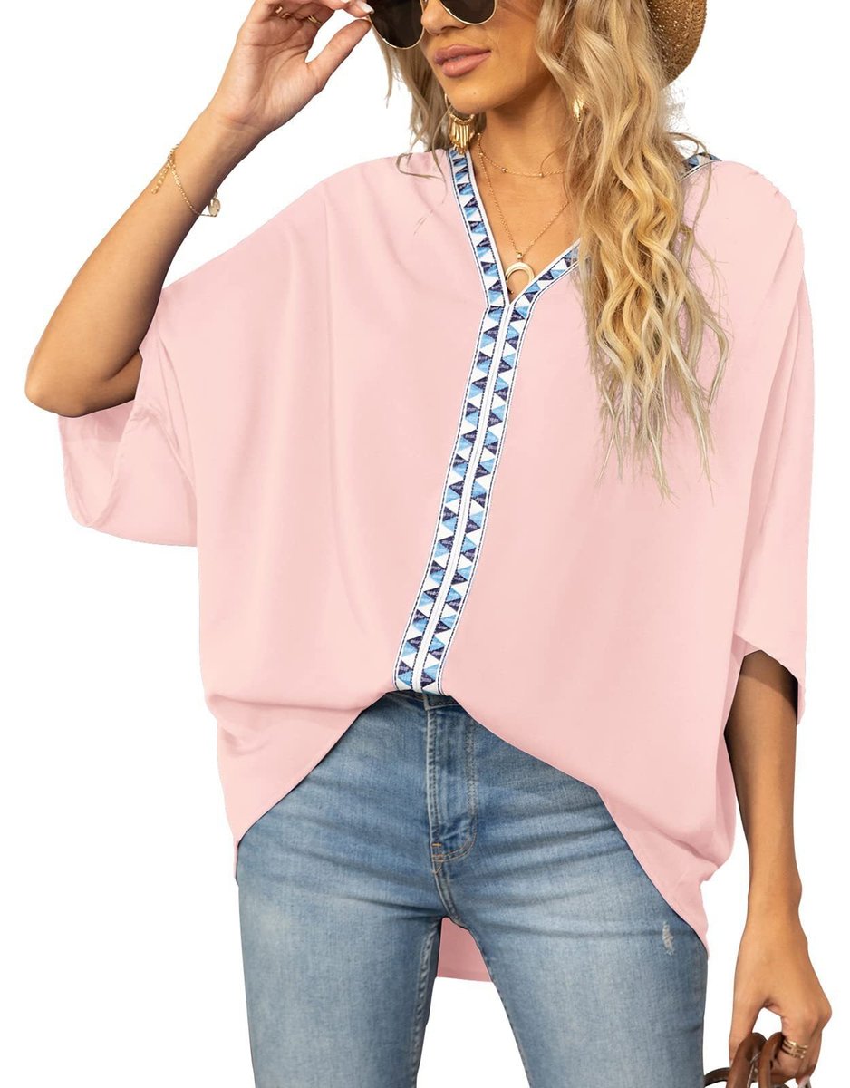 Sienna | Top tunica oversize bohémien con ricami e scollo a V