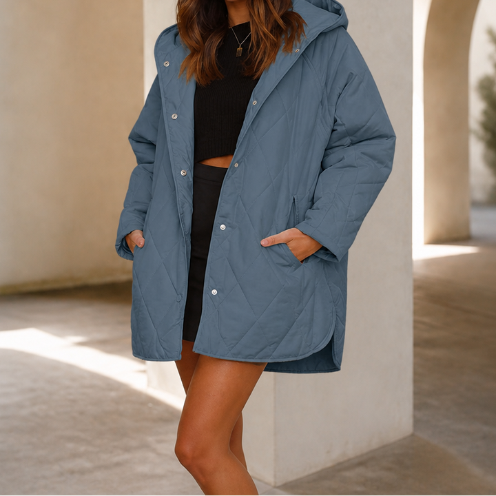 Wearbella | Diamond Quilted Hooded Puffer Jacket – Stylish Warmth for Women