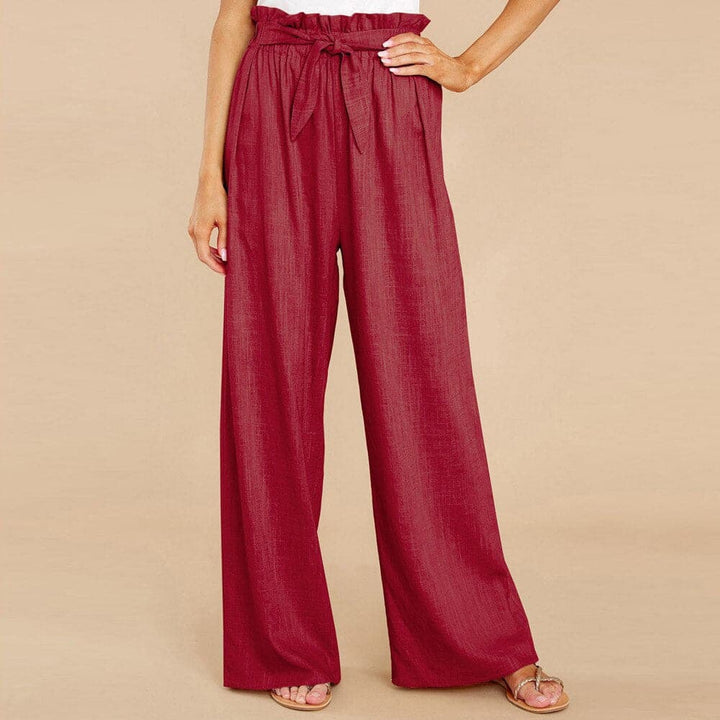 Madison | Leichte Hose mit hoher Taille, weitem Bein und Bindegürtel