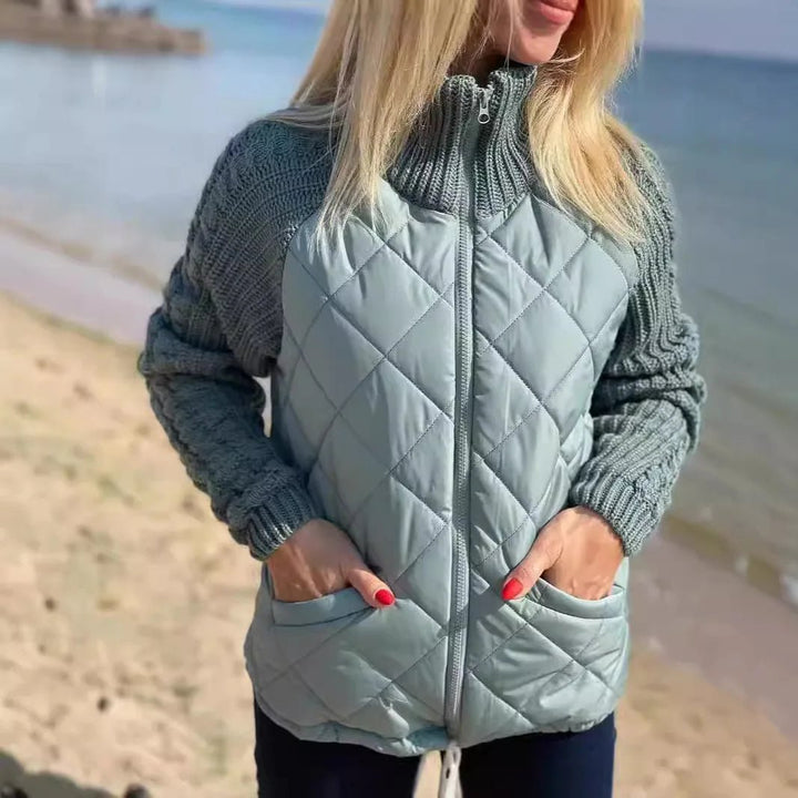 Quilora | Knitted Patchwork Puffer Jacket for Women