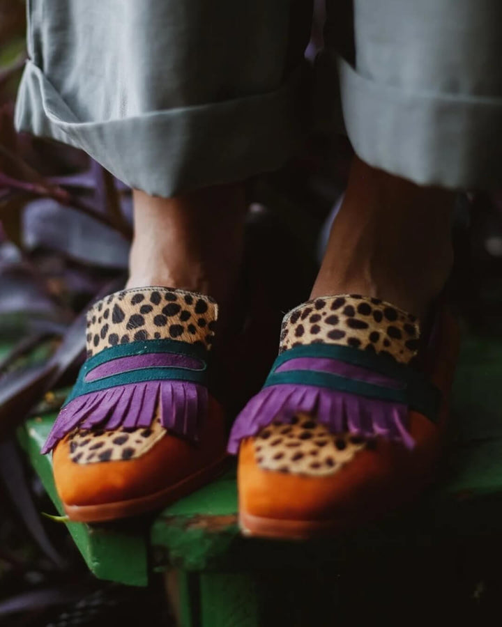 Elizabeth | Mocassins élégants à franges et imprimé animal