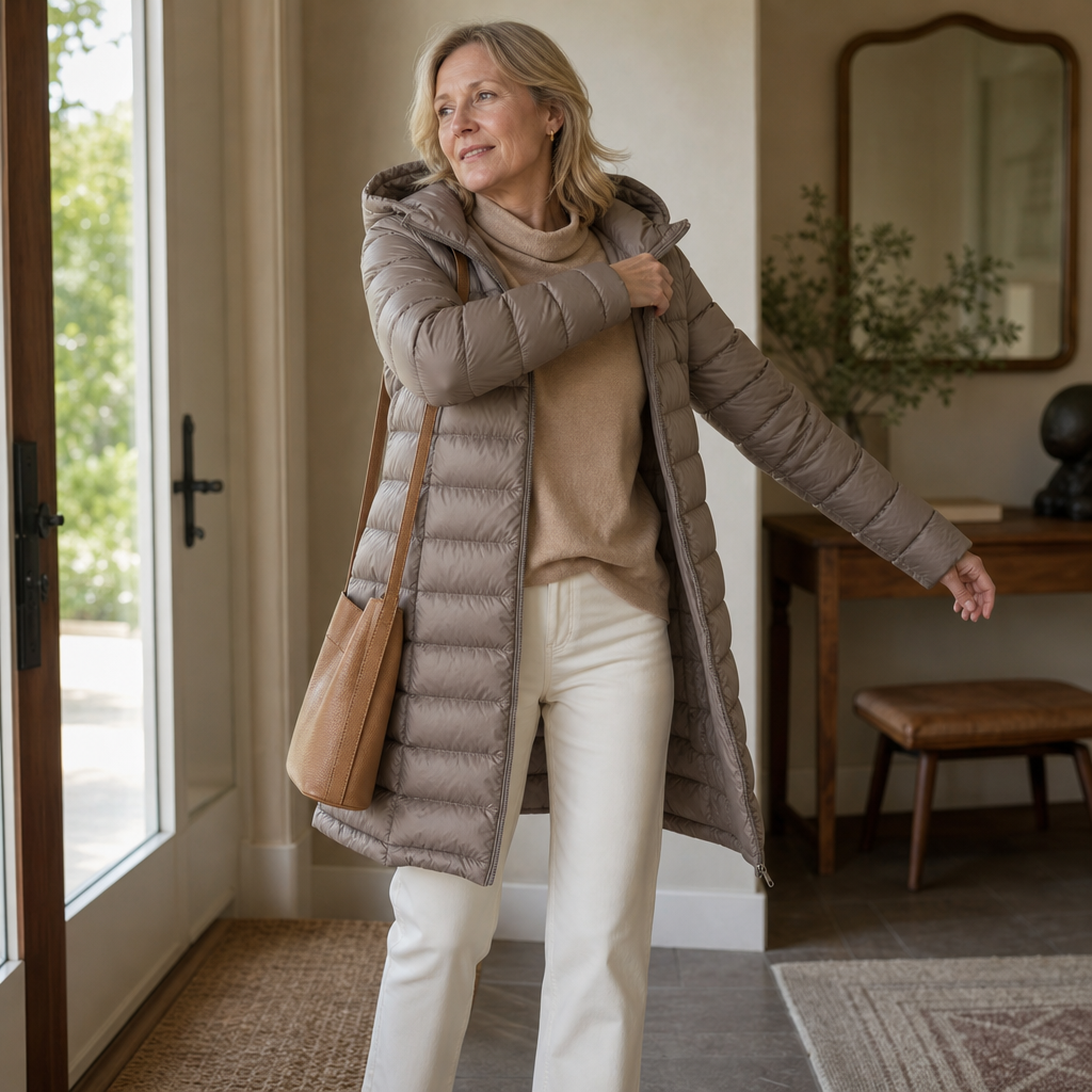 Veluna | Long Quilted Puffer Coat – Lightweight Warmth for Women