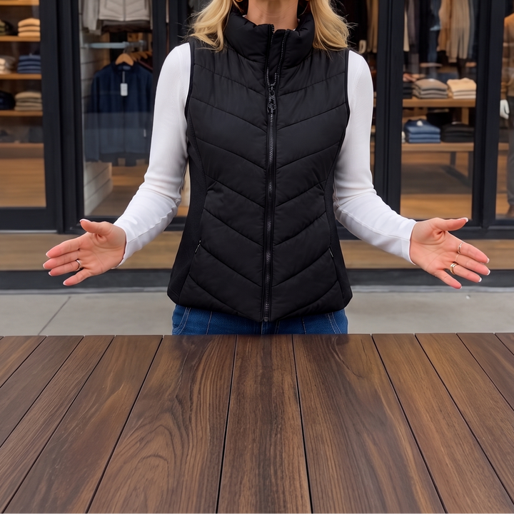 Layerly | Quilted Puffer Vest – Stand Collar Style for Women