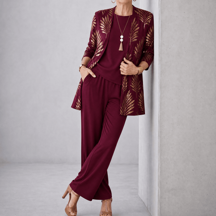 Trielle | Wide-Leg Pantsuit Set – Elegant 3-Piece Outfit for Women