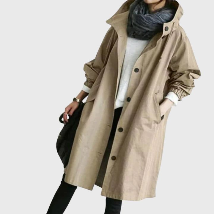 Clara | Stilvoller und wetterfester Trenchcoat mit Kapuze