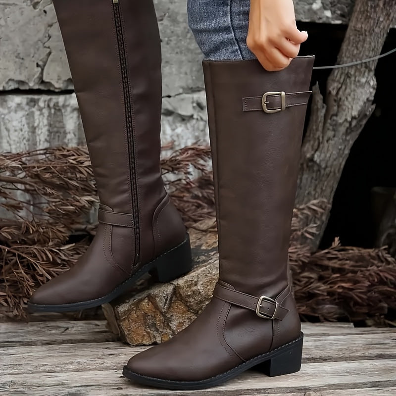Isabella | Bottes raffinées à double boucle, hauteur genou