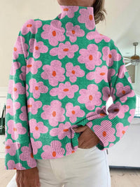Mia | Vibrant And Stylish Floral Turtleneck Sweater